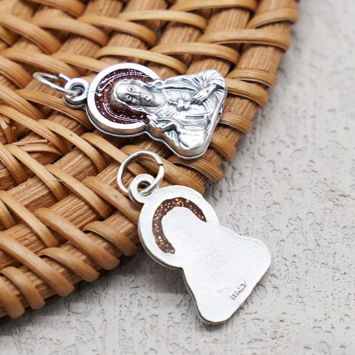 合金圣牌-耶稣圣心-红珐琅带圈-1.8x1.3cm Catholic religious art