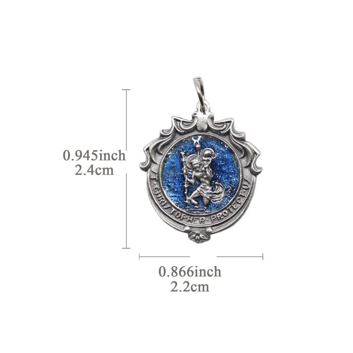 合金圣牌-基多福-蓝珐琅-2.4x2.2cm Catholic religious art