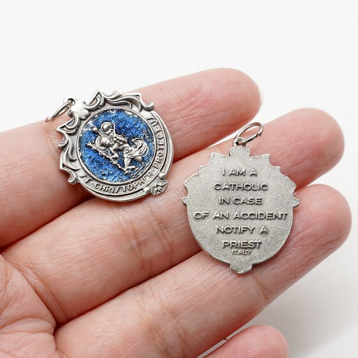 合金圣牌-基多福-蓝珐琅-2.4x2.2cm Catholic religious art