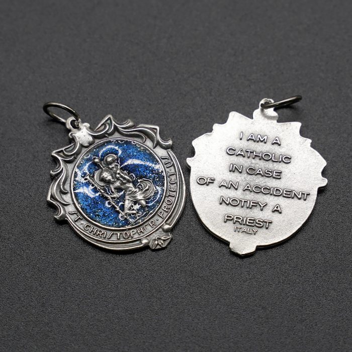 合金圣牌-基多福-蓝珐琅-2.4x2.2cm Catholic religious art