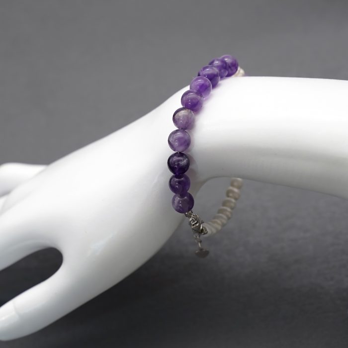 紫水晶-珍珠-925银圣牌-龙虾扣-8mm Catholic religious art