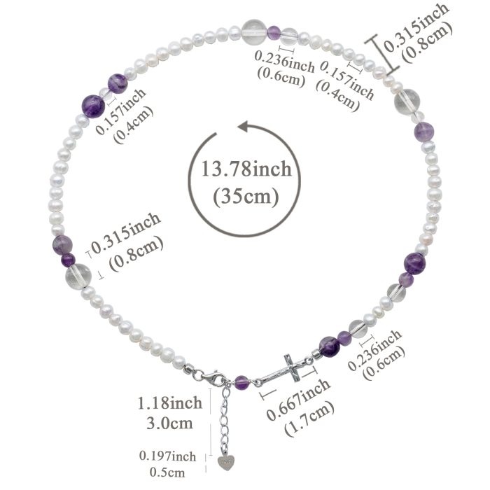 双圈珍珠紫水晶银手链--龙虾扣-8mm Catholic religious art