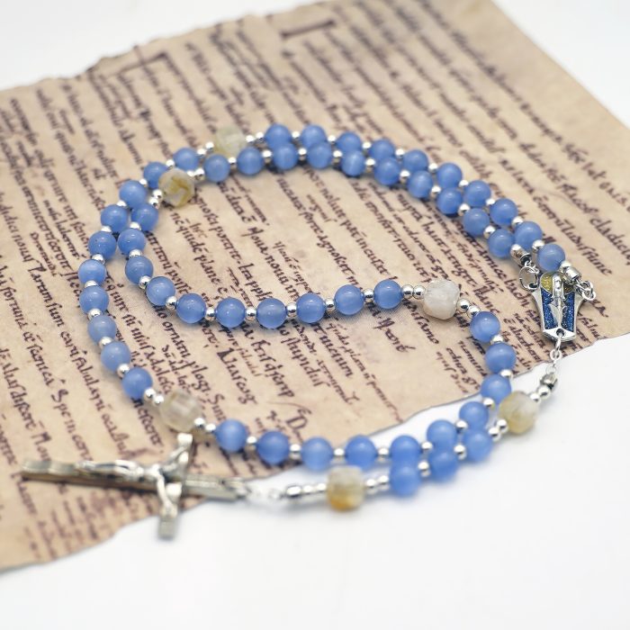 玫瑰念珠-蓝猫眼配黄阿赛-6mm-情侣款 Catholic religious art