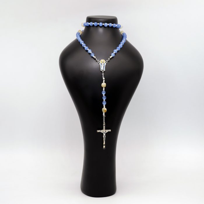 玫瑰念珠-蓝猫眼配黄阿赛-6mm-情侣款 Catholic religious art
