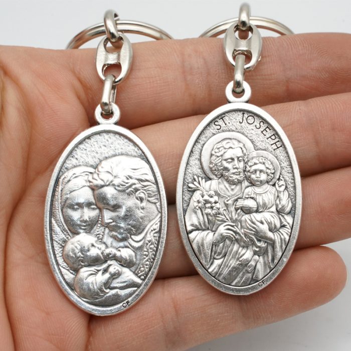 钥匙扣-若瑟+家庭-4cm Catholic religious art