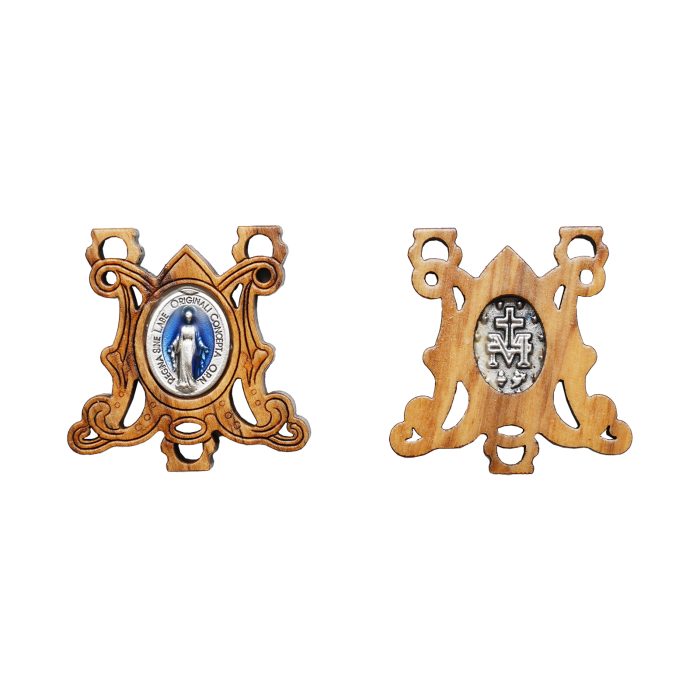 DIY三通-显灵圣母-橄榄木-2.3X2.6cm Catholic religious art