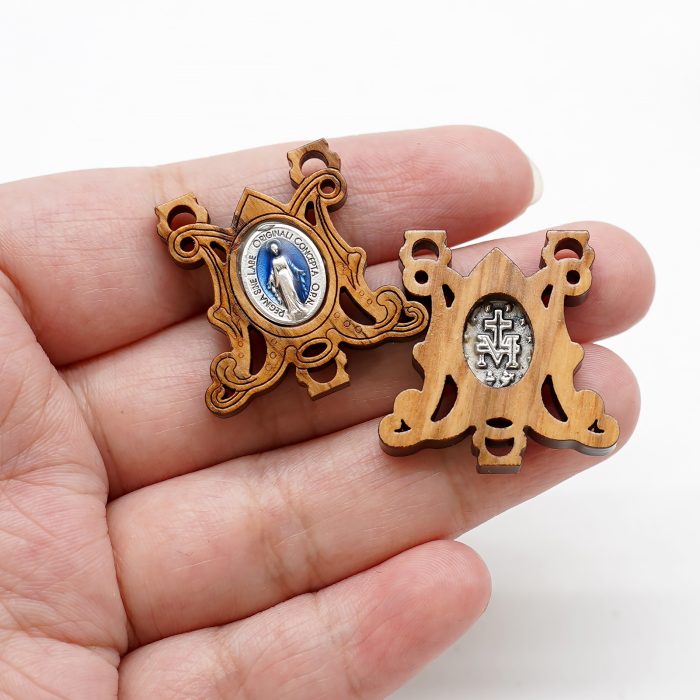 DIY三通-显灵圣母-橄榄木-2.3X2.6cm Catholic religious art