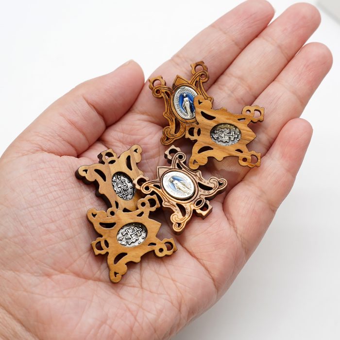 DIY三通-显灵圣母-橄榄木-2.3X2.6cm Catholic religious art