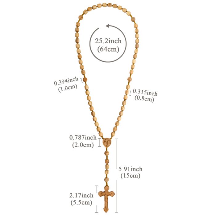 玫瑰念珠-橄榄木桶珠-绳编原创-简约纹-花纹珠-8mm Catholic religious art