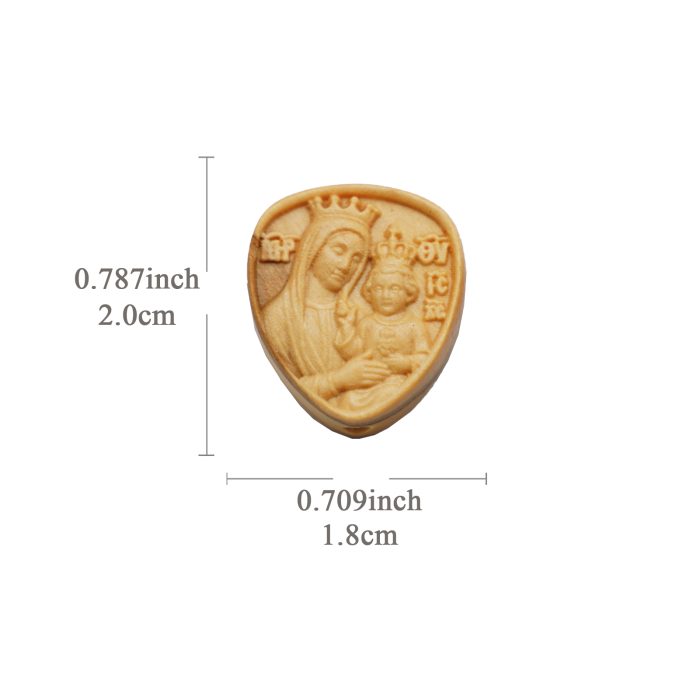 DIY三通-圣母抱婴孩-橄榄木-2.0x1.8cm Catholic religious art