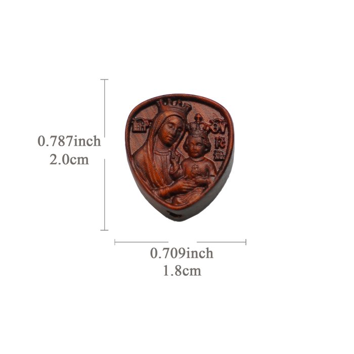 DIY三通-圣母抱耶稣-紫檀木-2.0x1.8cm Catholic religious art