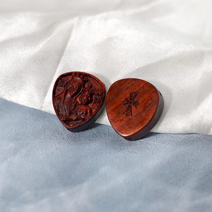 DIY三通-圣母抱耶稣-紫檀木-2.0x1.8cm Catholic religious art