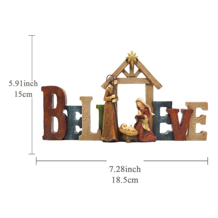 圣诞节-Believe-家庭马槽-房子摆件-18.5x15cm Catholic religious art