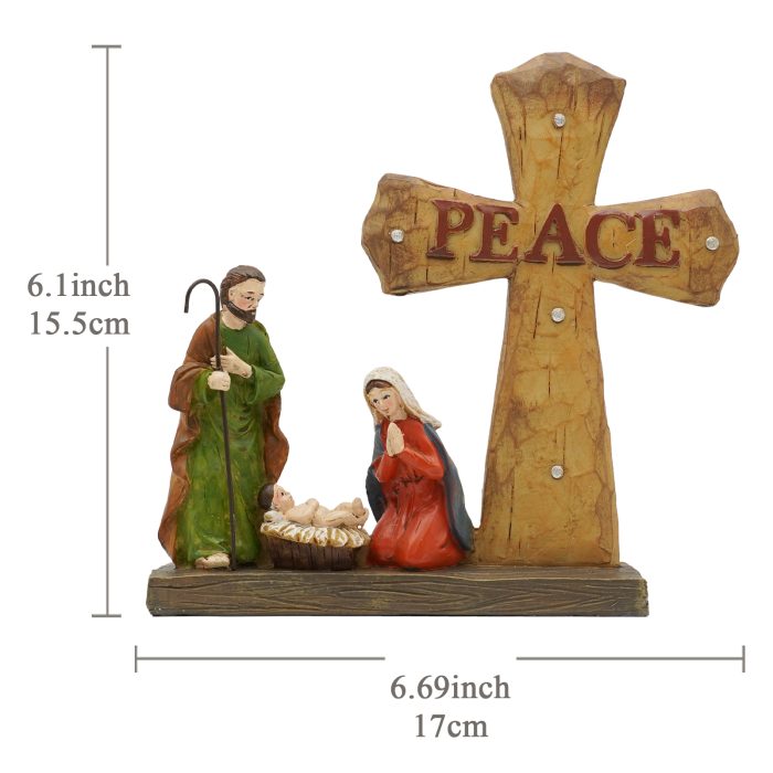 圣诞节-PEACE摆件-家庭-十字架-17x15.5cm Catholic religious art