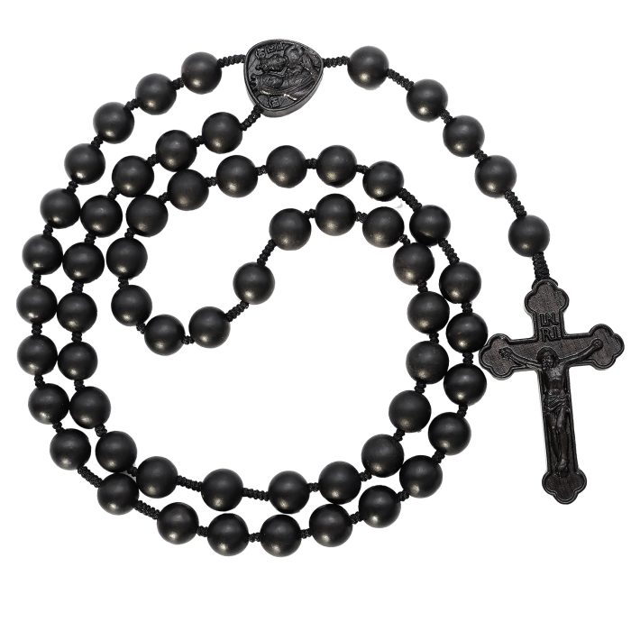 玫瑰念珠-皇冠圣母子-黑檀-绳编-10mm送念珠包 Catholic religious art