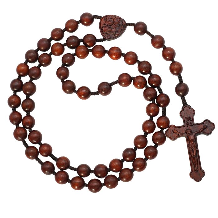 玫瑰念珠-皇冠圣母子-紫檀-绳编-10mm送念珠包 Catholic religious art