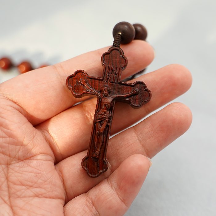 玫瑰念珠-皇冠圣母子-紫檀-绳编-10mm送念珠包 Catholic religious art