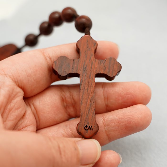 玫瑰念珠-皇冠圣母子-紫檀-绳编-10mm送念珠包 Catholic religious art