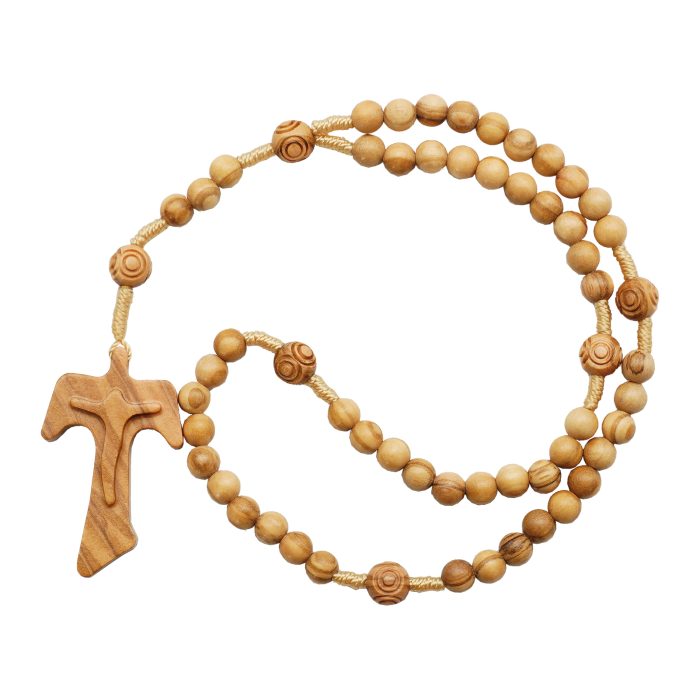 玫瑰念珠-橄榄木绕线-花纹珠-TAU简约-6mm Catholic religious art