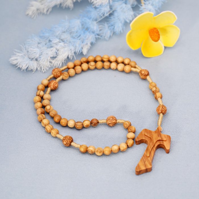 玫瑰念珠-橄榄木绕线-花纹珠-TAU简约-6mm Catholic religious art