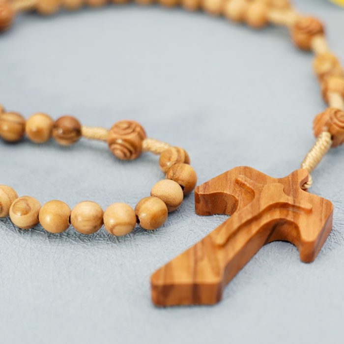玫瑰念珠-橄榄木绕线-花纹珠-TAU简约-6mm Catholic religious art