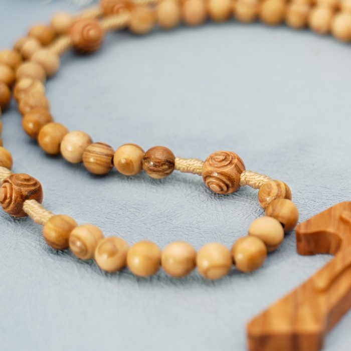 玫瑰念珠-橄榄木绕线-花纹珠-TAU简约-6mm Catholic religious art