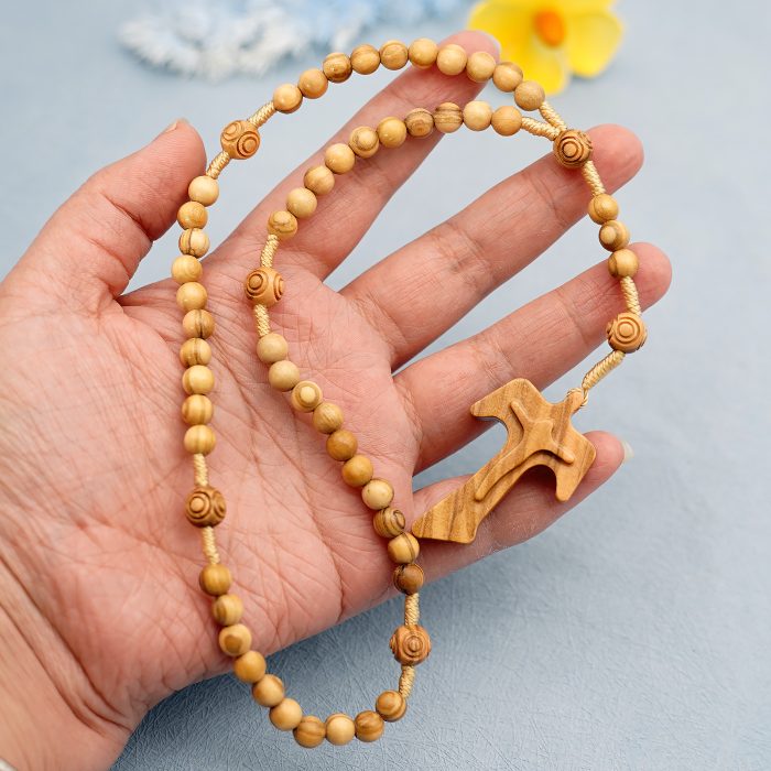玫瑰念珠-橄榄木绕线-花纹珠-TAU简约-6mm Catholic religious art