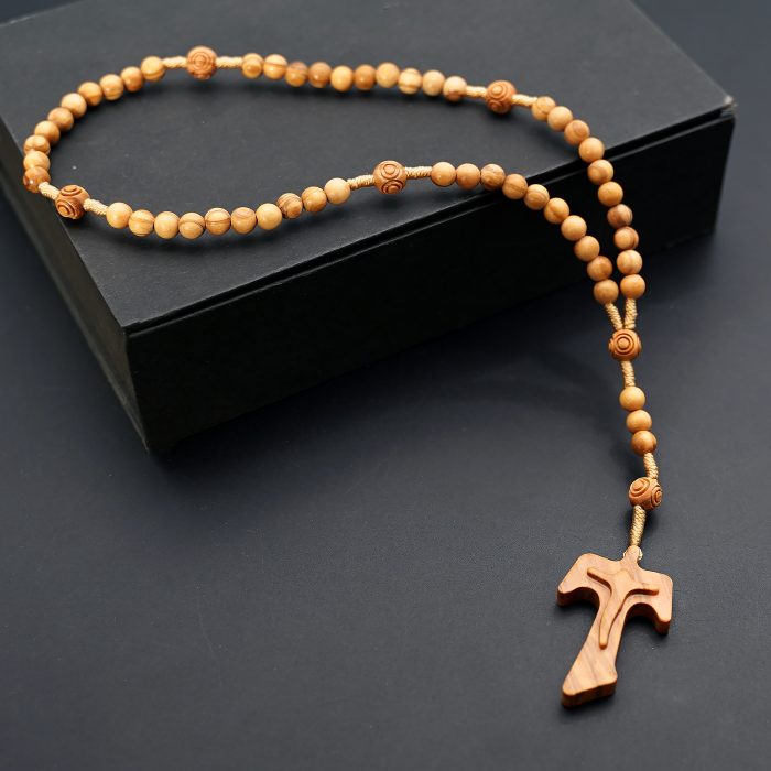 玫瑰念珠-橄榄木绕线-花纹珠-TAU简约-6mm Catholic religious art
