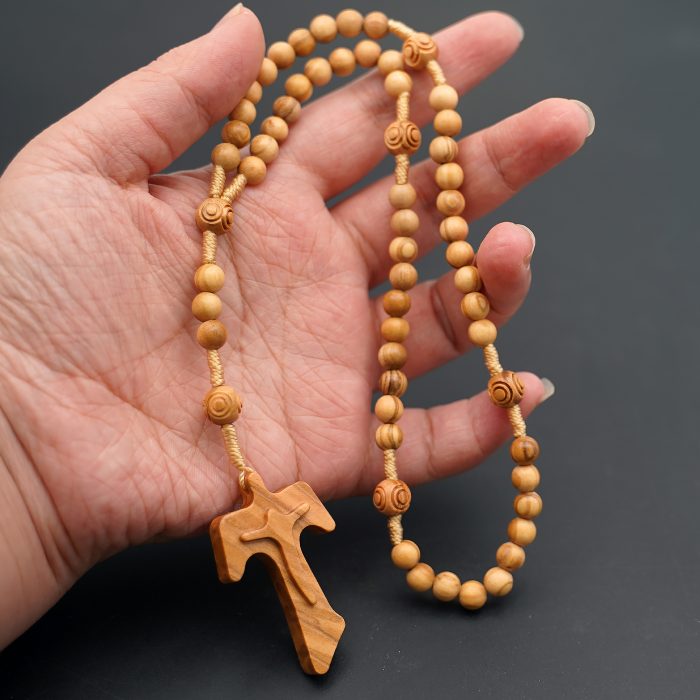玫瑰念珠-橄榄木绕线-花纹珠-TAU简约-6mm Catholic religious art