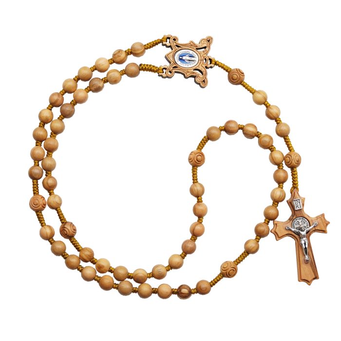 玫瑰念珠-橄榄木圆珠-绳编-花纹珠-异形十字-7mm送念珠包 Catholic religious art