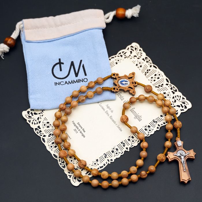 玫瑰念珠-橄榄木圆珠-绳编-花纹珠-异形十字-7mm送念珠包 Catholic religious art