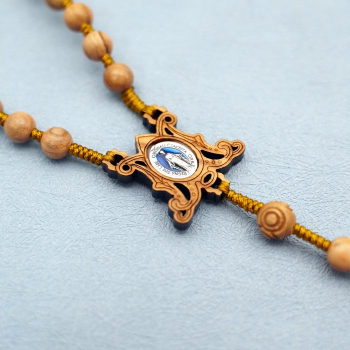 玫瑰念珠-橄榄木圆珠-绳编-花纹珠-异形十字-7mm送念珠包 Catholic religious art