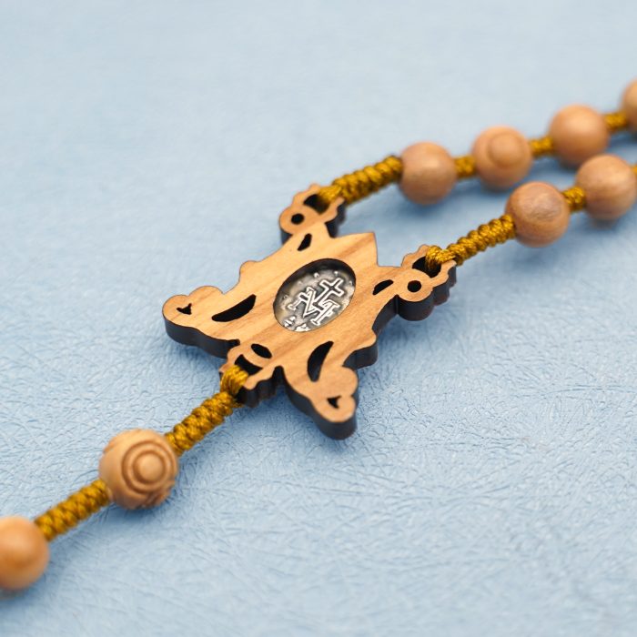 玫瑰念珠-橄榄木圆珠-绳编-花纹珠-异形十字-7mm送念珠包 Catholic religious art