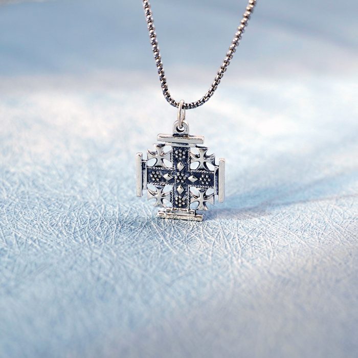 吊坠十字架-耶路撒冷-复古-925银-2.0cm（送60厘米钛钢链） Catholic religious art