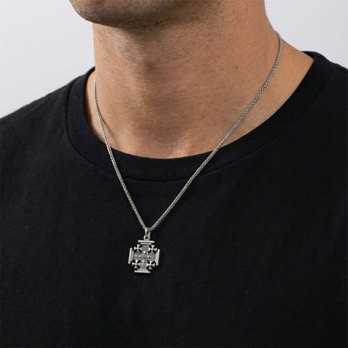 吊坠十字架-耶路撒冷-复古-925银-2.0cm（送60厘米钛钢链） Catholic religious art