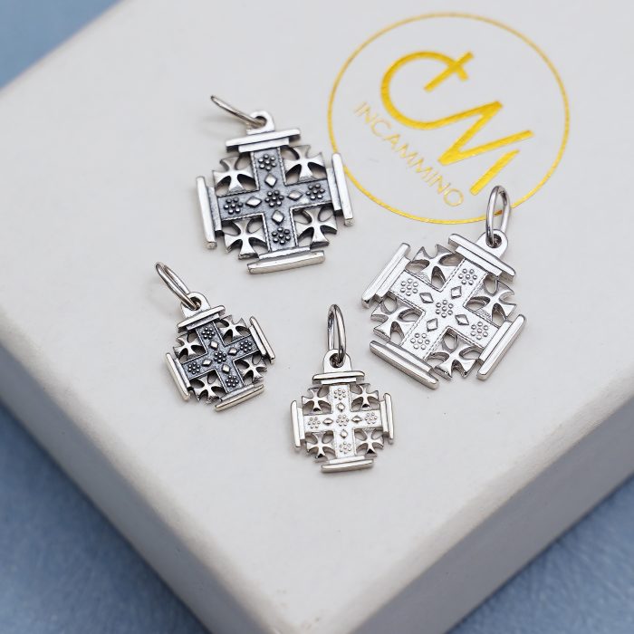 DIY十字架-耶路撒冷-电白/做旧-925银-1.5/1.0cm Catholic religious art