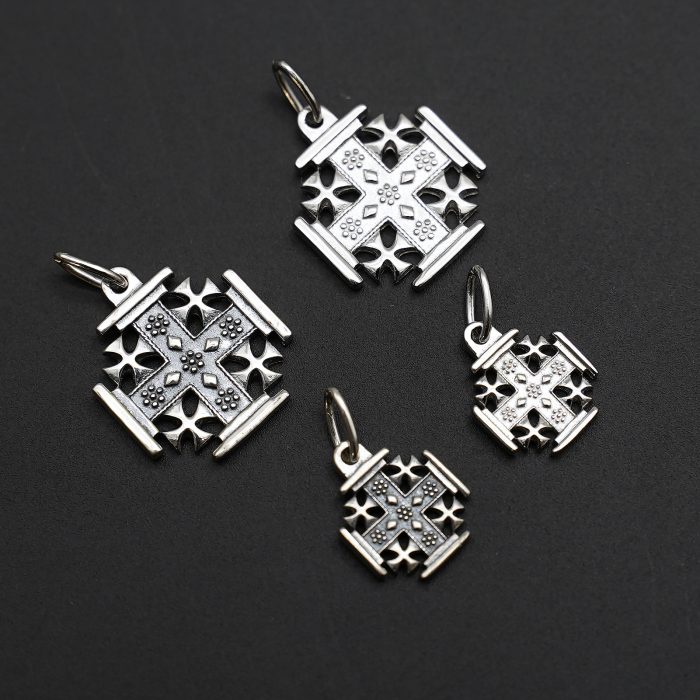 DIY十字架-耶路撒冷-电白/做旧-925银-1.5/1.0cm Catholic religious art