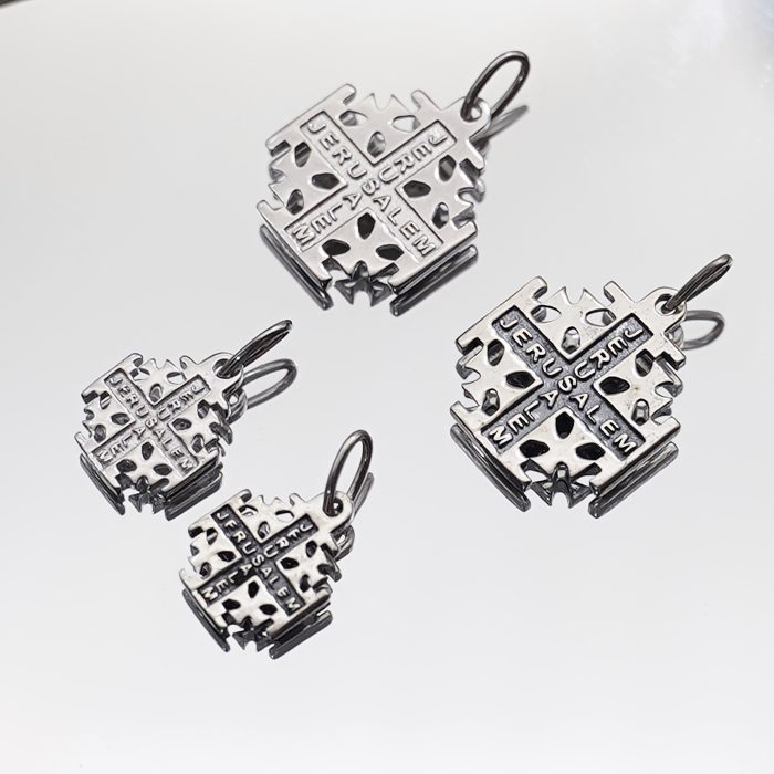 DIY十字架-耶路撒冷-电白/做旧-925银-1.5/1.0cm Catholic religious art