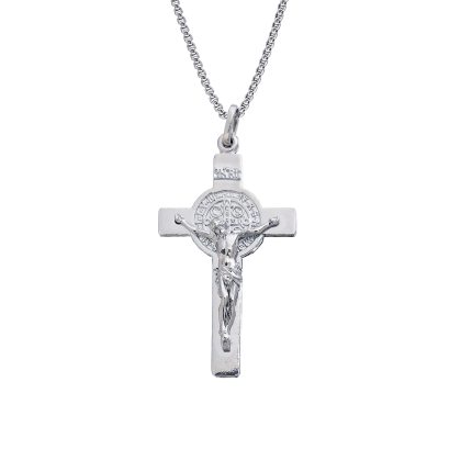 十字架-本笃-电白-925银-3.5×2.1CM（送60厘米钛钢链）