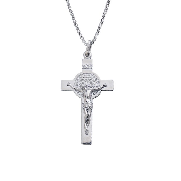 十字架-本笃-电白-925银-3.5×2.1CM（送60厘米钛钢链） Catholic religious art
