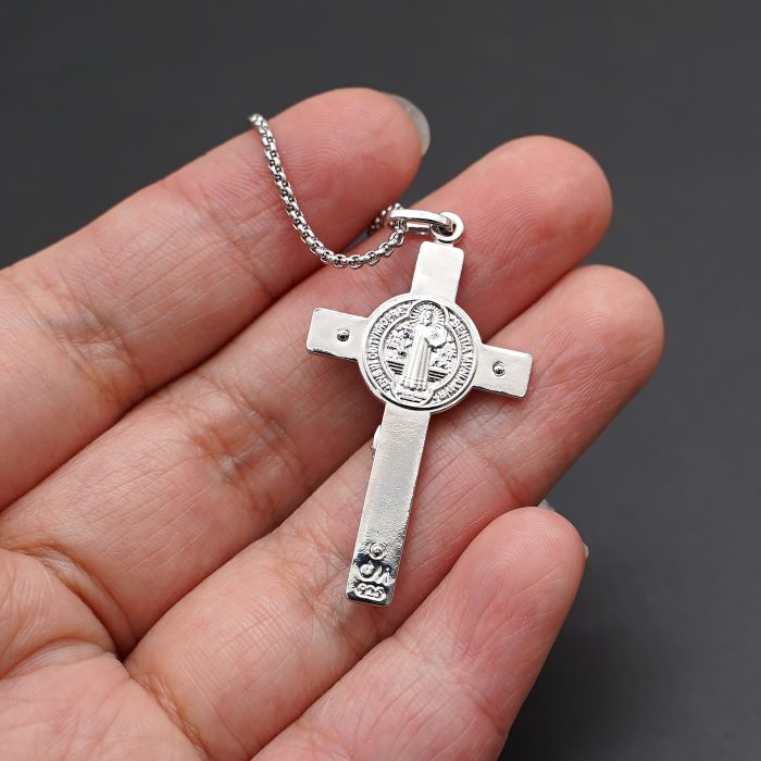 十字架-本笃-电白-925银-3.5×2.1CM（送60厘米钛钢链） Catholic religious art