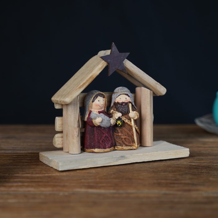 圣诞节-彩色摆件-马槽带房子 -12x15cm Catholic religious art