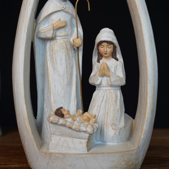 圣诞节-水滴米色摆件-圣诞马槽 -21.5x12cm Catholic religious art