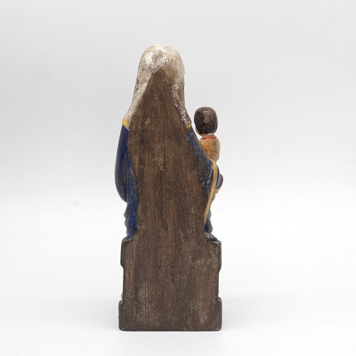 【现货】木雕-玛丽亚采尔圣母坐姿-圣像摆件-复古金边-16cm Catholic religious art