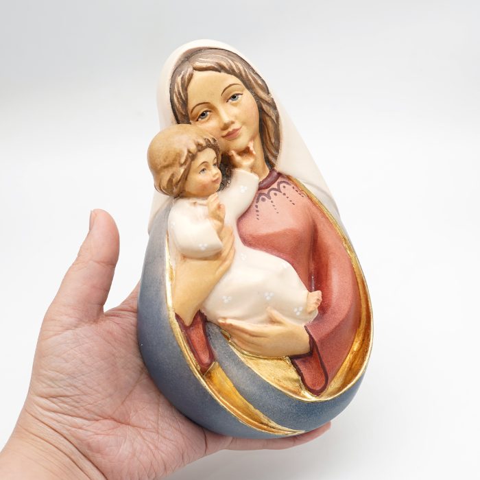 【现货】木雕-墙挂圣母抱耶稣-20cm Catholic religious art