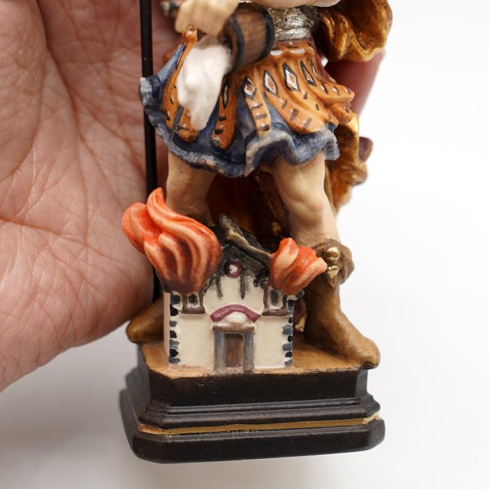 【现货】木雕-圣福里安-18厘米彩色 Catholic religious art