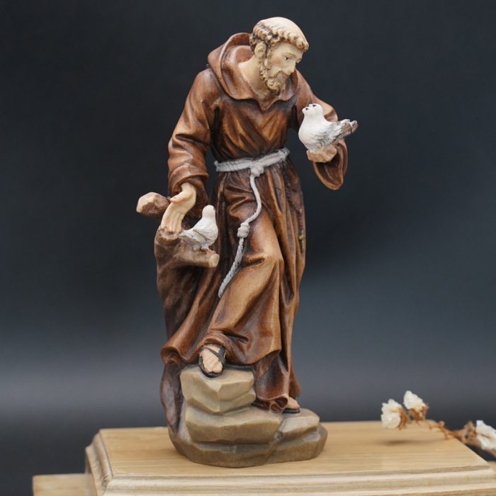 【现货】木雕-圣方济各亚西西-19厘米 Catholic religious art