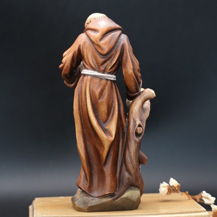 【现货】木雕-圣方济各亚西西-19厘米 Catholic religious art