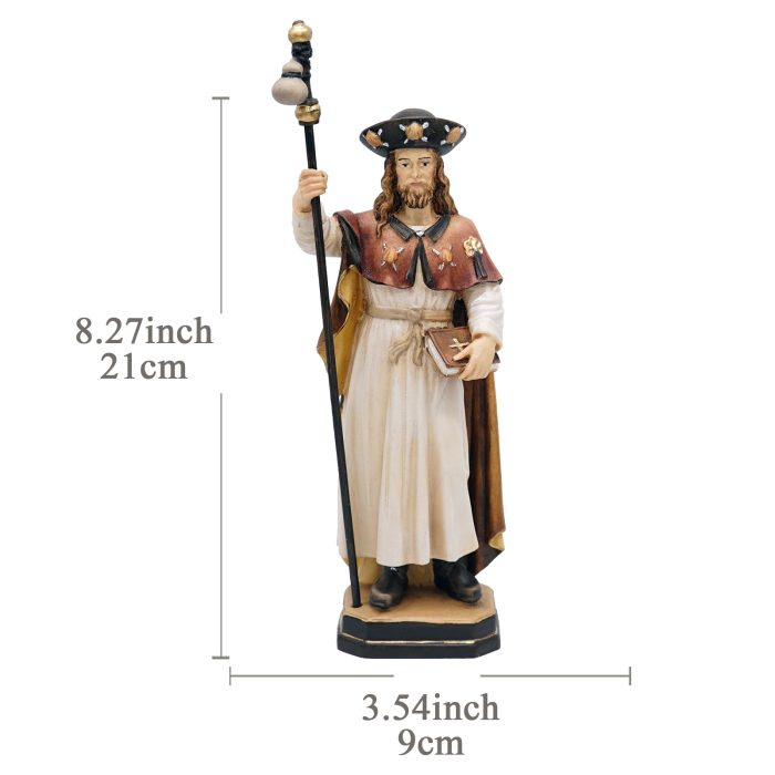 【现货】木雕-阿尔卑斯木雕-圣雅阁伯-彩色-21cm Catholic religious art