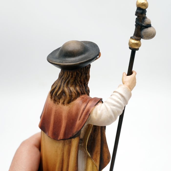 【现货】木雕-阿尔卑斯木雕-圣雅阁伯-彩色-21cm Catholic religious art